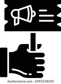 Hand solid glyph vector illustration