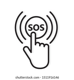 hand and SOS button icon- vector illustration