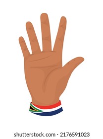 hand with south africa flag bracelet
