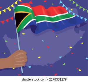 hand with south africa flag icon