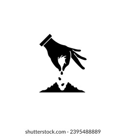 Hand sowing grains, vector illustration.