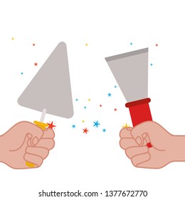 hand with spatula tool isolated icon