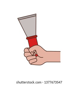 hand with spatula tool isolated icon