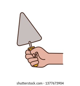 hand with spatula tool isolated icon