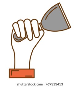 hand with spatula tool isolated icon