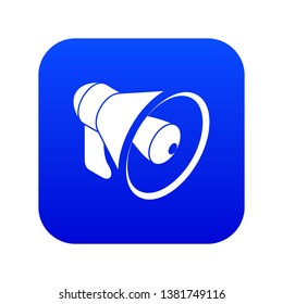 Hand speaker icon blue vector isolated on white background