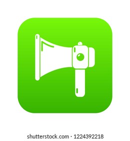 Hand speaker icon green vector isolated on white background