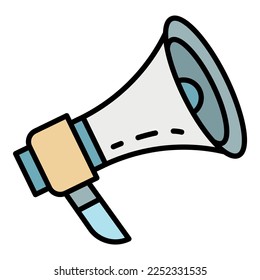 Hand speaker icon. Outline hand speaker vector icon color flat isolated on white
