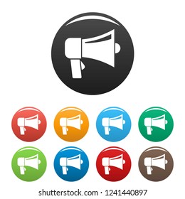 Hand speaker icons set 9 color vector isolated on white for any design