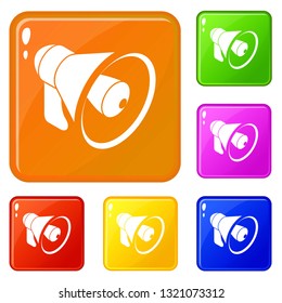 Hand speaker icons set collection vector 6 color isolated on white background