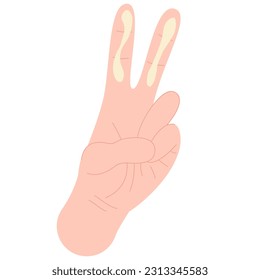Hand with SPF cream on two fingers. How much to apply sunscreen cream on a face. Skin care routine.