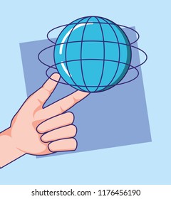 hand with sphere planet