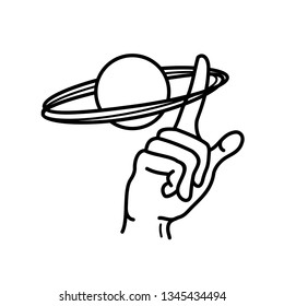 Hand spin around planet icon