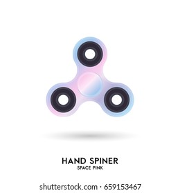 Hand spiner. Fidget spinner toy. Stress and anxiety relief. Space pink and blue color