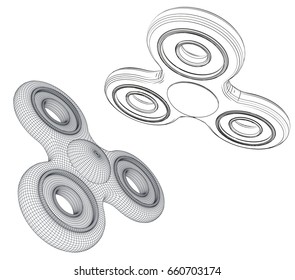Hand spinner 3d vector illustration isolated on white background