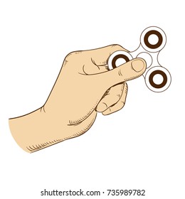 Hand spinner. Hand drawing. Vector illustration.