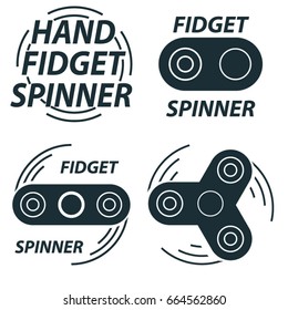 Hand spinner. Fidget spinner icon set. Hand fidget spinner logo. Spinning