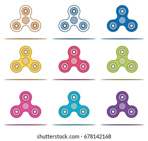 Hand Spinner Fidget Set. Vector Illustration.