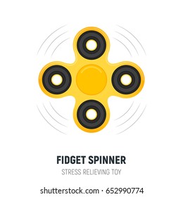 Hand spinner. Fidget spinner in trendy flat style. Stress relieving spinner toy