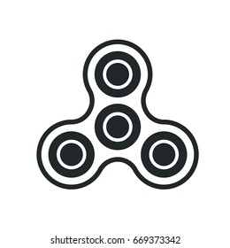 Hand Hand spinner fidget vector icon illustration. Finger spinner relaxation, stress relieving device. Hand spin toy line icon.