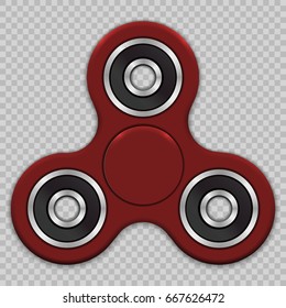 Hand spinner fidget vector illustration. Relaxation hand spinner red device.