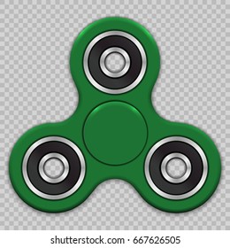 Hand spinner fidget vector illustration. Relaxation hand spinner green device.