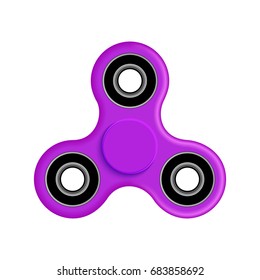 Hand spinner fidget vector illustration. Relaxation hand spinner purple device