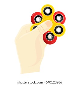 Hand spinner flat vector illustration. Hand spinner tricks. Badges, labels, banners, advertisements, brochures, business templates. Vector illustration isolated on white background