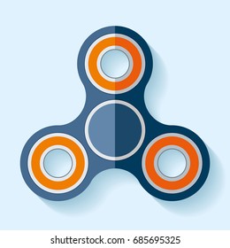 Hand spinner icon in flat style, toy on blue background. Vector design element for you project