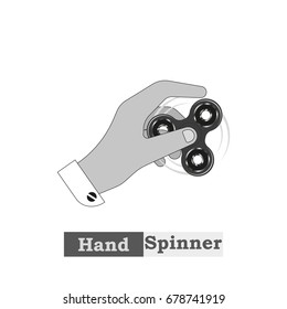 Hand spinner. Spinner icon in hand. Gray color on a white background