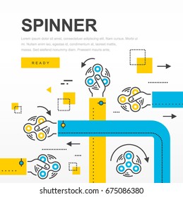 Hand spinner icons lines vector headline site banner. Fidget spinners brochure