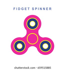 Hand spinner, isolated on white, flat style. Fidget toy. Vector icon