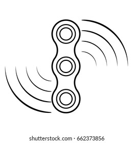 Hand Spinner isolated on white background. Vector triple spinner fidget toy icon. Fidget spinner icon - toy for stress relief and improvement of attention span. Drawn with outline thin lines spinner