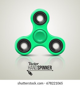 Hand spinner isolated on white background. Green fidget spinner toy. Vector illustration.
