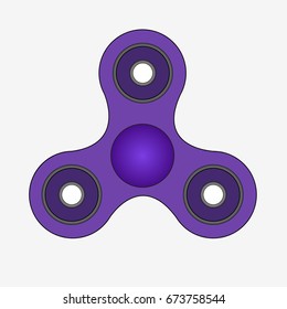 Hand spinner lilac. Fidget toy for increased focus, stress relief. Isolated on white background. Flat vector illustration