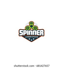 Hand spinner logo. Fidget spinner badge. Vector illustration. 