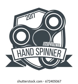 Hand spinner logotype 2017, monochrome style, vector