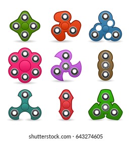Hand Spinner Toy. Fidget Toy For Increased Focus, Stress Relief. Popular Toys For Stress Relief. Isolated On White. Vector Illustration.