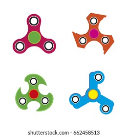 Hand spinner toy flat style, Hand fidget spinner toy isolated on white background, vector illustration.