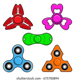 Hand spinner toys flat vector icons