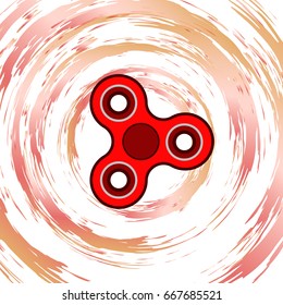 Hand spinner tricks with abstract background. Toy for stress relief and improvement of attention span. Fidget finger spinner stress. Vector illustration. Trendy hand spinner.