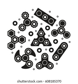 Hand Spinners icons set. Vector illustration on white background. Stress relief