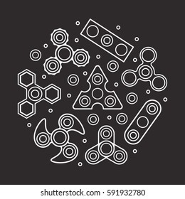 Hand Spinners illustration. Vector icons set on black background