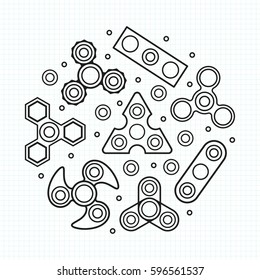 Ilustración de los Spinners manuales. Iconos de vectores establecidos en fondo blanco