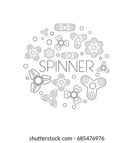 Hand Spinners illustration. Vector icons set