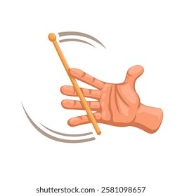 Hand Spinning Drum Stick Gesture Cartoon Illustration Vector