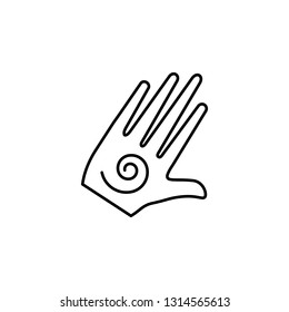 hand with spiral symbol outline icon. Signs and symbols can be used for web, logo, mobile app, UI, UX