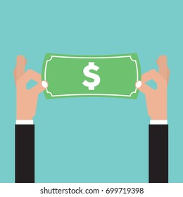 Hand Splaying Banknote Vector Illustration