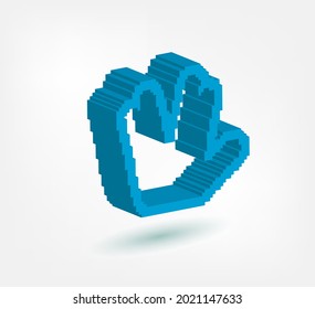 símbolo del píxel de la mano símbolo del vector logo aislado 3d