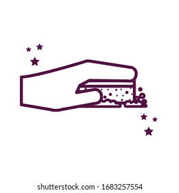 hand with sponge line style icon design, Cleaning service wash home hygiene equipment domestic interior housework and housekeeping theme Vector illustration